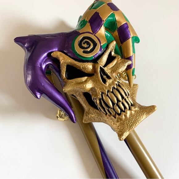 California Costumes Gold and Purple Creepy Halloween Jester Cane NEW Scary - Picture 3 of 8